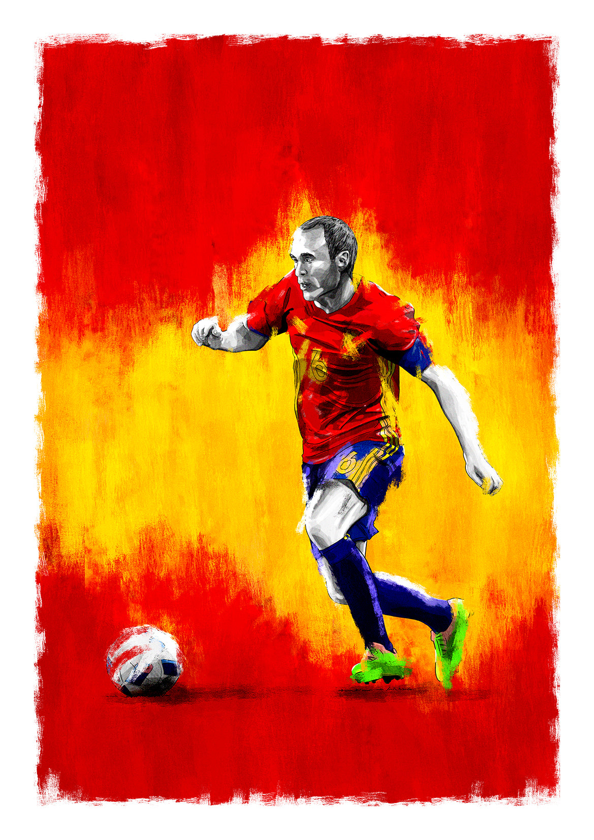 Andrés Iniesta Spain Football Print