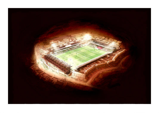 Atmospheric artwork of Turners Cross under floodlights on match night home of Cork City FC – Print Detail | Barry Masterson