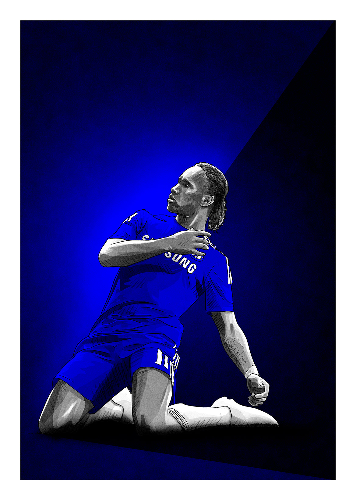 Didier Drogba Chelsea Premier League Football Print