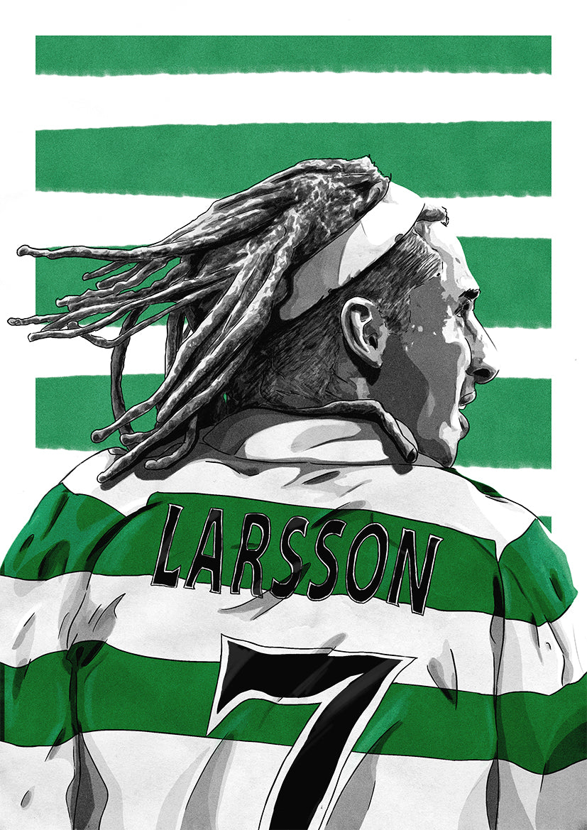 Henrik Larsson Celtic Scottish Premier League Football Print