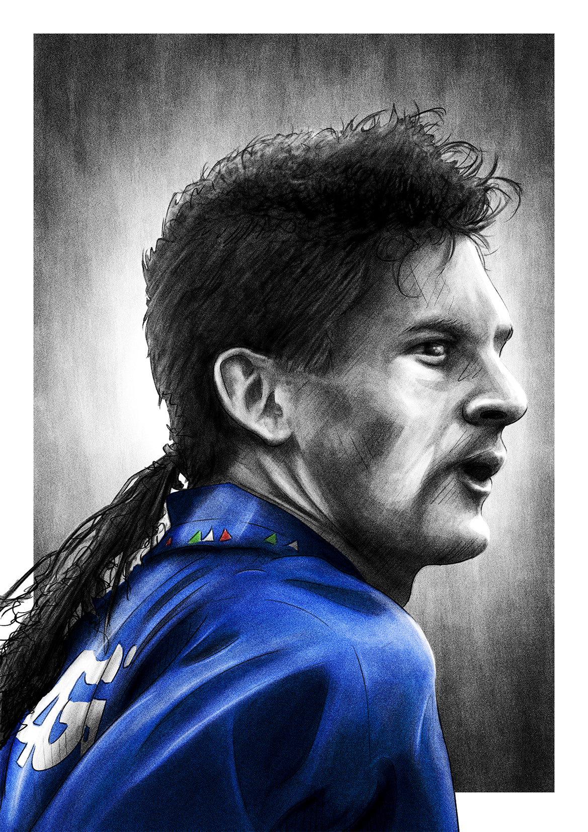 Roberto Baggio Italy Azzurri Football Print