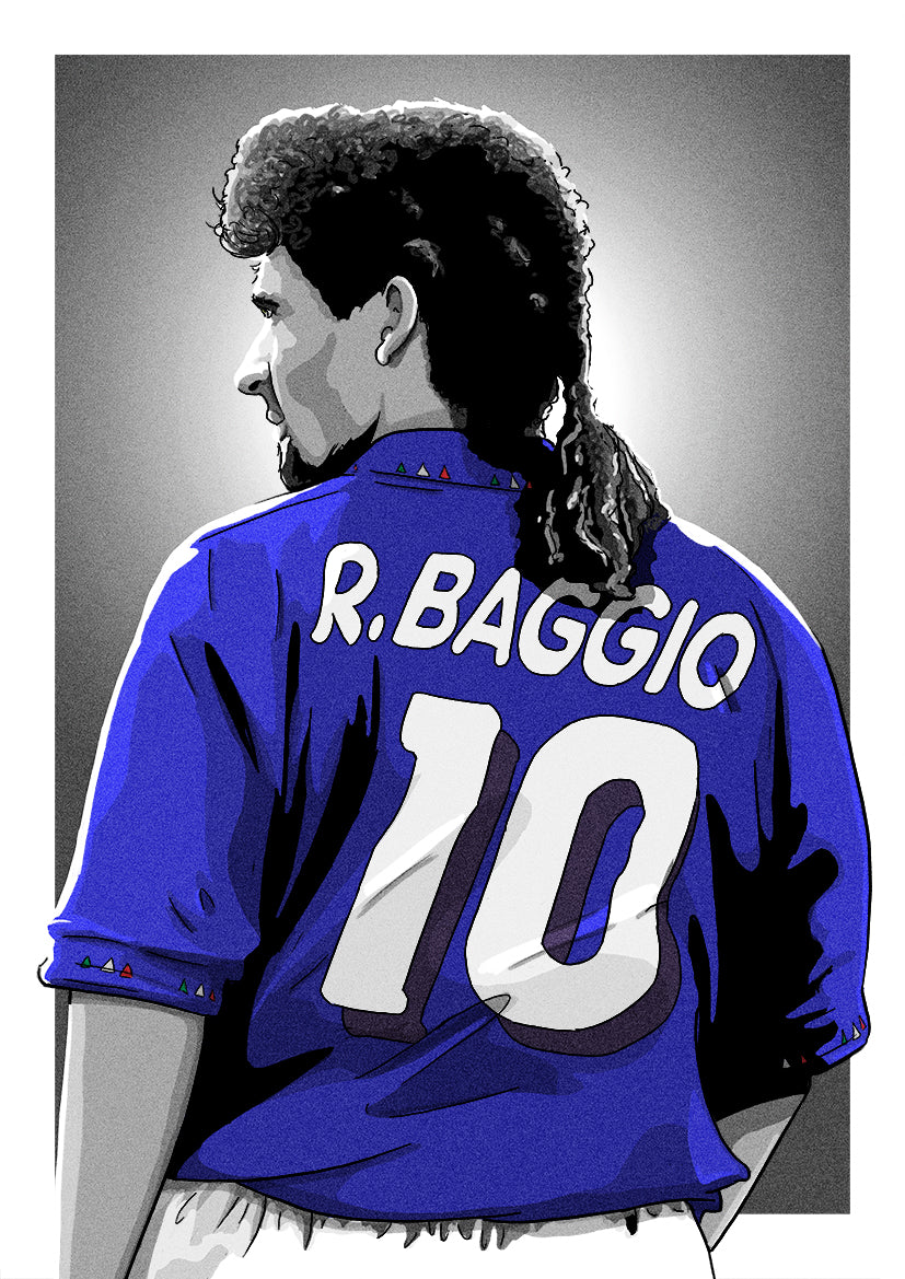 Roberto Baggio Italy Football Print