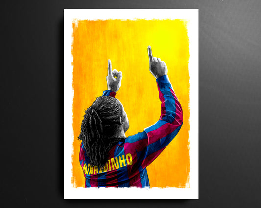 Ronaldinho Gaúcho Barcelona Brazil Football Print