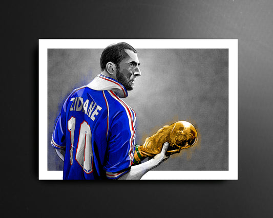 Zinedine Zidane France 98 World Cup Football Print