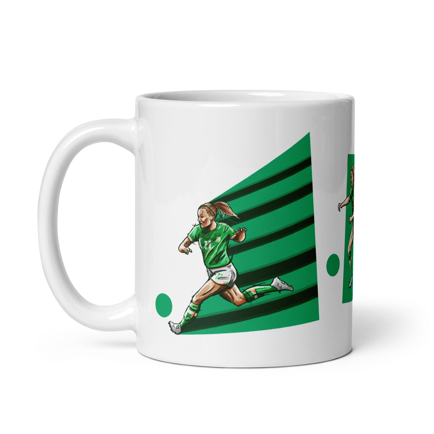 Katie McCabe Denise O' Sullivan Louise Quinn Ireland Womens National Football Team White glossy mug
