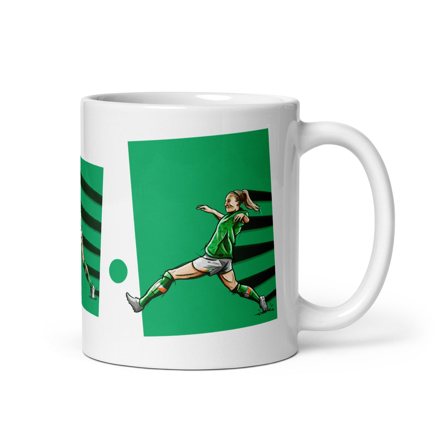 Katie McCabe Denise O' Sullivan Louise Quinn Ireland Womens National Football Team White glossy mug