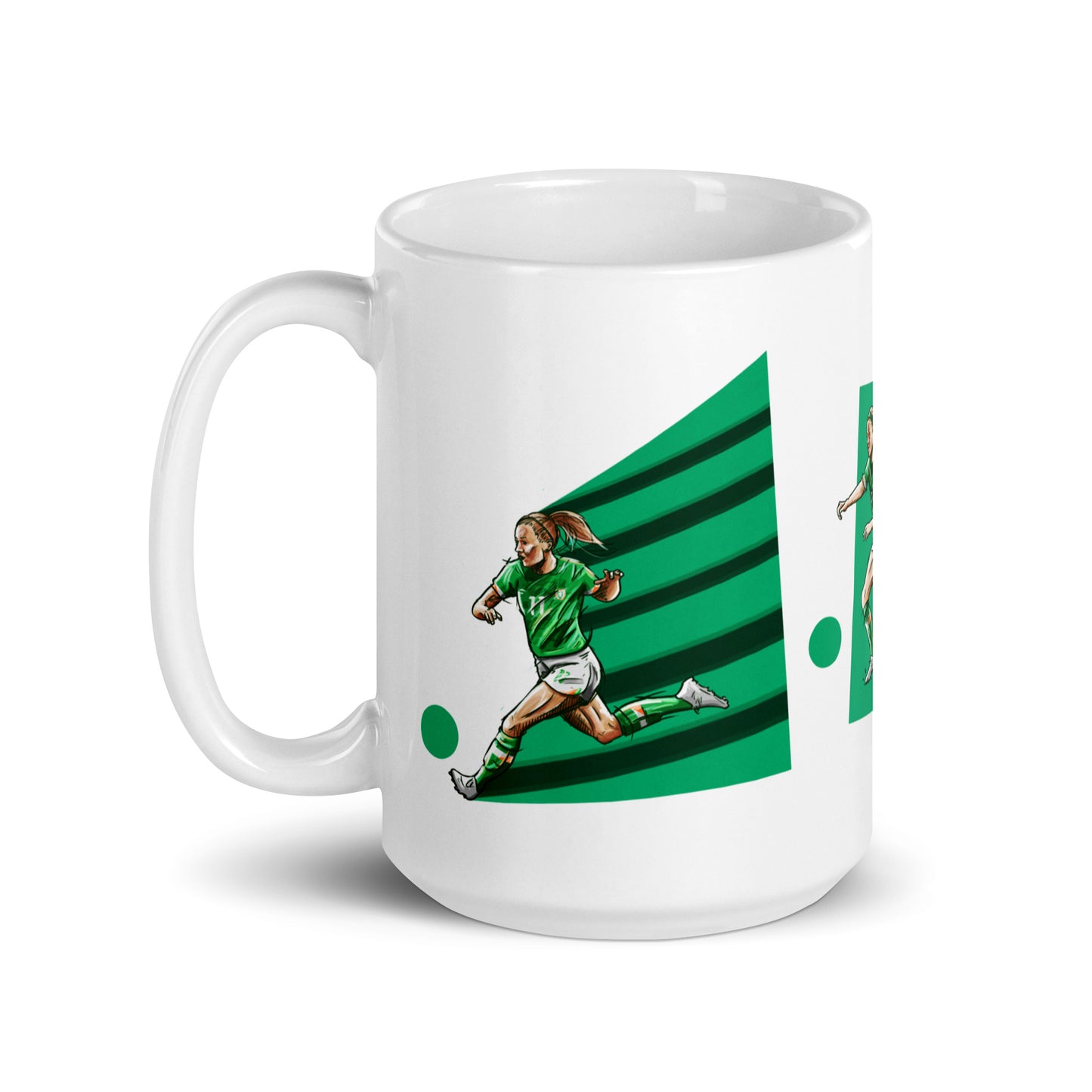 Katie McCabe Denise O' Sullivan Louise Quinn Ireland Womens National Football Team White glossy mug