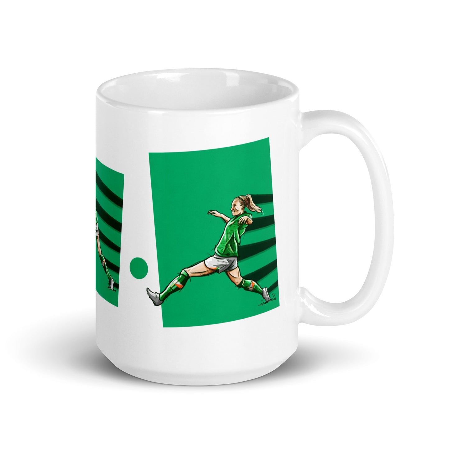Katie McCabe Denise O' Sullivan Louise Quinn Ireland Womens National Football Team White glossy mug