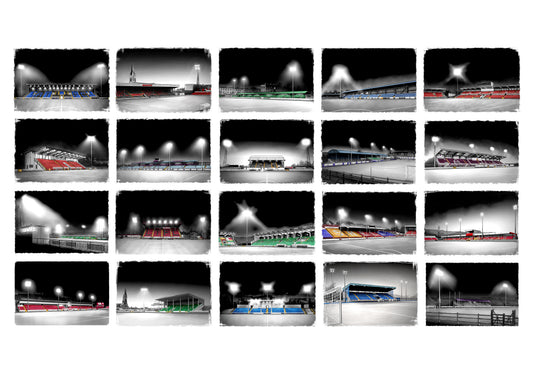 Illustrated collection of iconic League of Ireland football stadiums – Print Detail | Barry Masterson