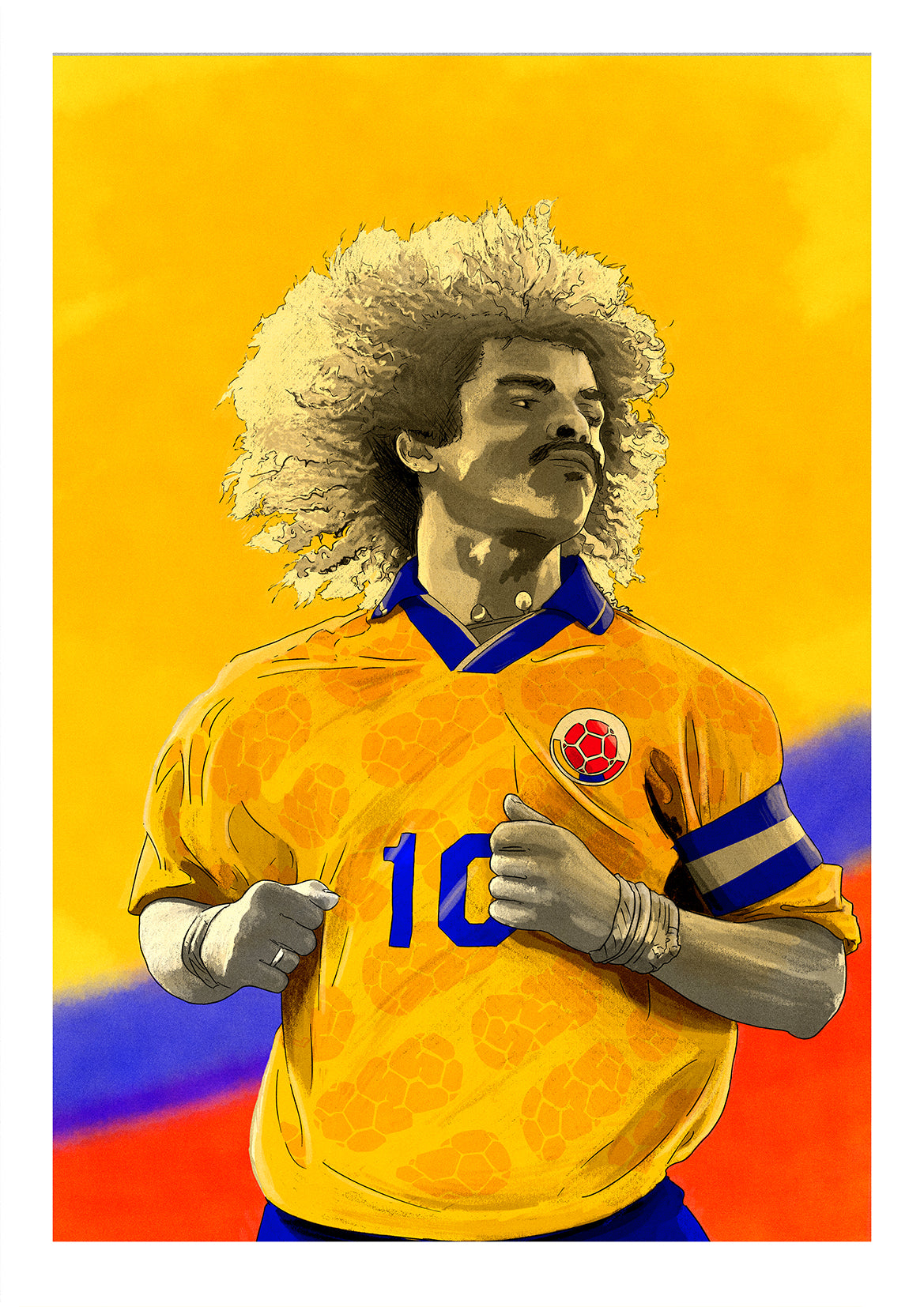 Carlos Valderrama Colombia Football Print