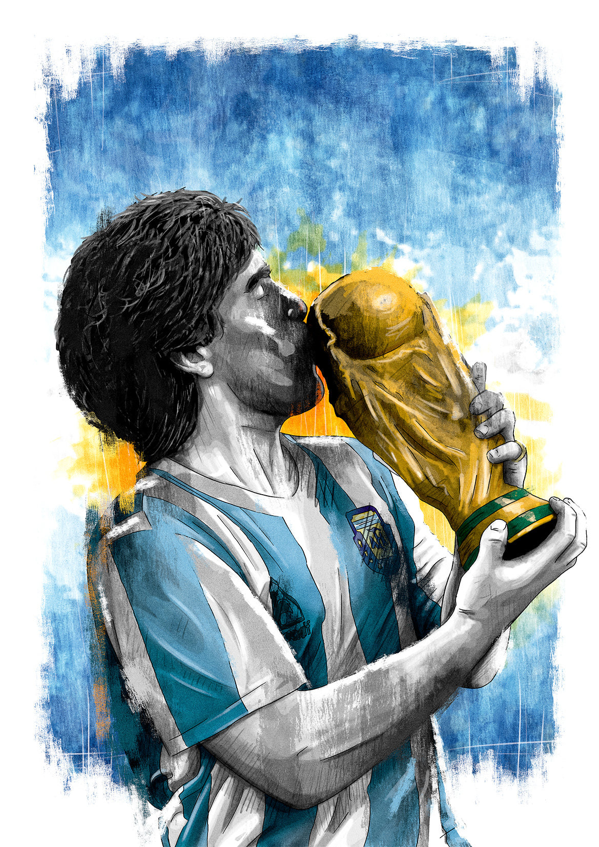 Diego Maradona 1986 World Cup Argentina Football Print