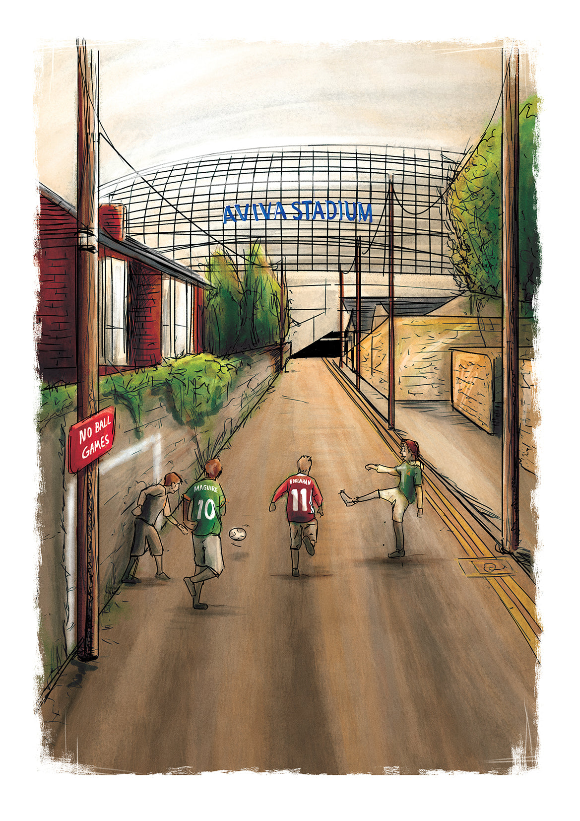 Republic of Ireland Aviva Stadium Street Football Print