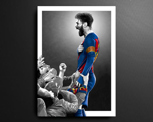 Lionel Messi Barcelona La Liga Champions League Football Print