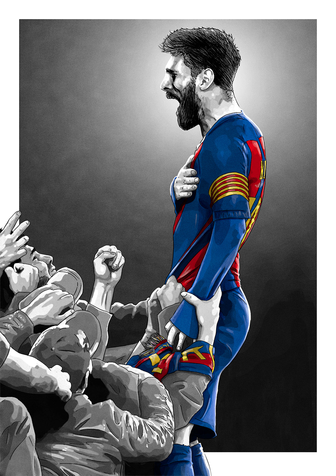 Lionel Messi Barcelona La Liga Champions League Football Print