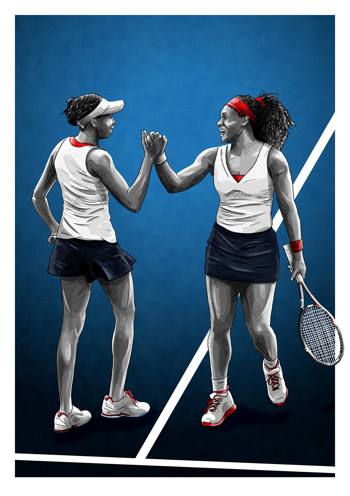 Serena & Venus Williams USA Tennis Print
